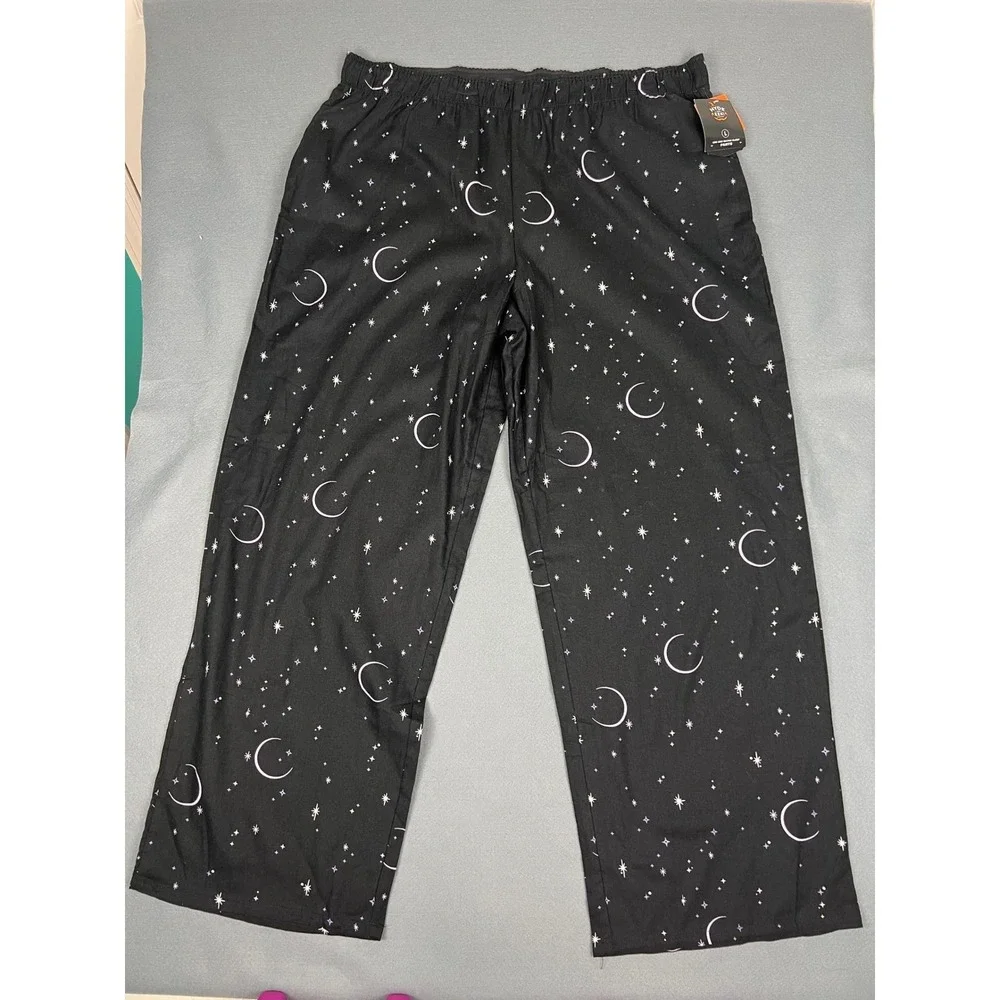 Hyde & EEK Celestial Moon Pants Whimsigoth Witchy Goth Black Cotton Large